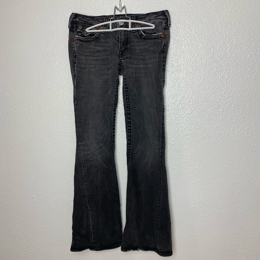 True Religion Joey Big T Flares Jeans Women's Size 30 10 dark wash